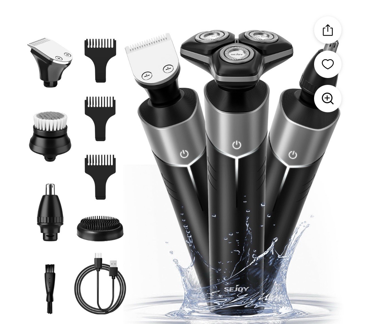 Sejoy Electric  for Men,5-In-1 Multi-Function Rechargeable Electric Shaver
