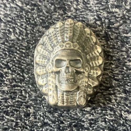 Hand Poured Silver Indian Chief 3.2 Ozt. Skull Pour #1 Toxic Bullion