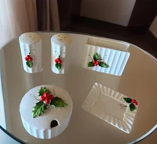 Vintage HOLT HOWARD HOLLY Napkin Holder, Salt/Pepper Shaker,Trinket Dish,S. Bowl