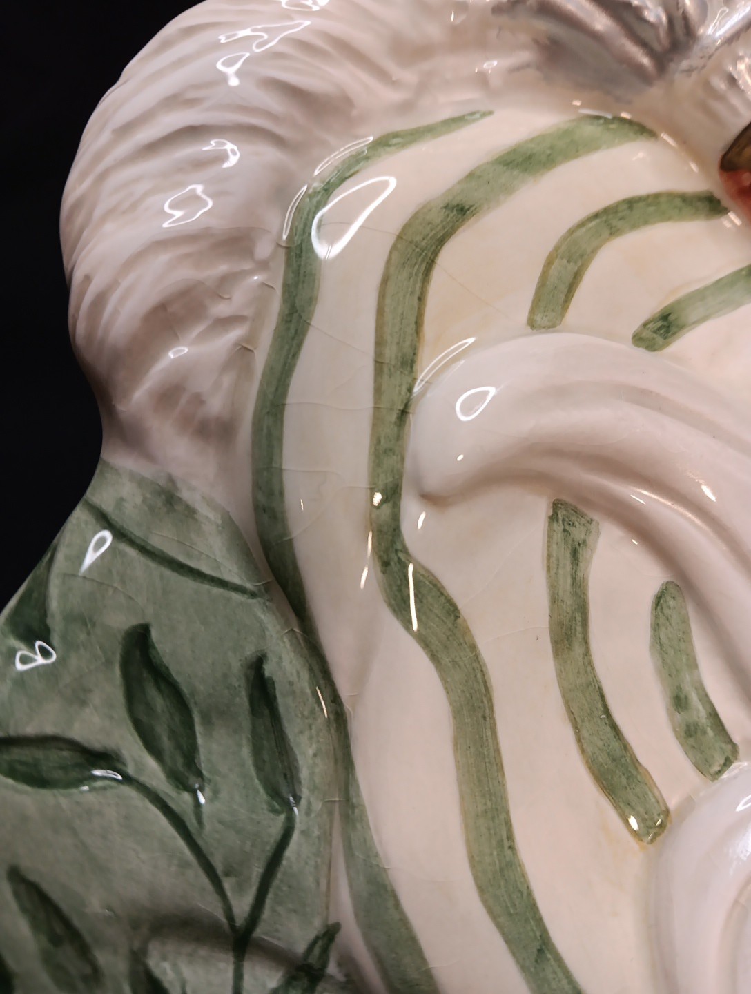 Fritz and Floyd Gregorian Green Santa W/Lantern Caape Plate. Some Ware/Crazing.