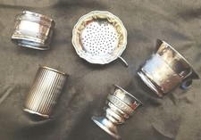 Lot métal argenté : tasse coquetier passe thè rond de serviette  pot moutarde...