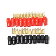 10 Pairs Copper Gold Plated 4 Gauge Strip Spade Terminal Spade Fork Adapters ...
