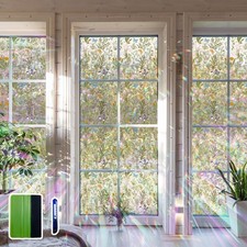 Flortlias Floral Window Privacy Film Stained Glass Decorative Rainbow Window