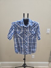 Wrangler Men's Med Pearl Snap Short Sleeve Western Shirt Hey Cowboy 