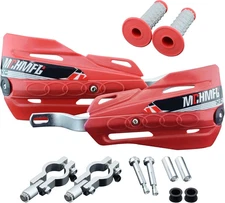 Dirt Bike Hand Guards with Grips - Universal Motorcycle Handguards for Red