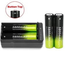 4pcs 5800mAh Batteries 3.7V Rechargeable Battery & Charger for Flashlight Torch