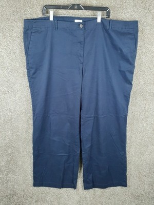 J Jill Live In Chino Pant Womens 28 Plus Blue High Rise Wide Leg Pockets Stretch