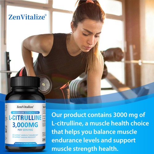 L-Citrulline 3000mg, 30/60/120 Capsules - Gluten Free & Non-GMO - Bild 5 von 10