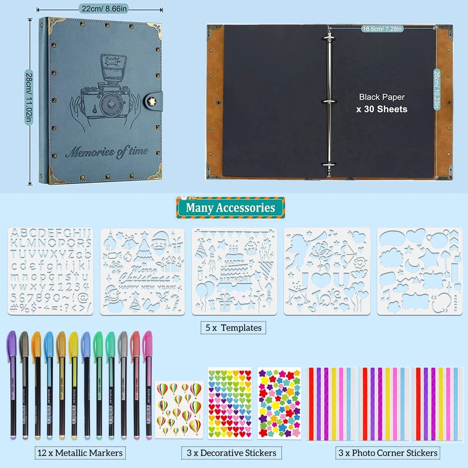 Álbum de recortes de cuero 8,5x11, 60 páginas, recuerdo de amor, diario de viaje, regalo Foto 4 de 4