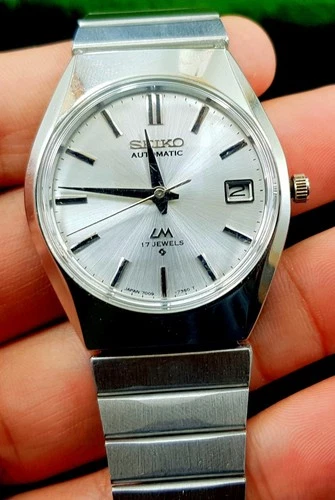 Vintage Of Seiko LM Automatic Men Wrist Watch Day Date Japan Made 17 J White Dia