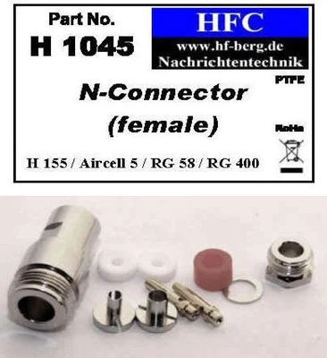 1 Stück N-Buchse für H 155 / Aircell 5 / RG 58 Koaxkabel 50 Ω (H1045)