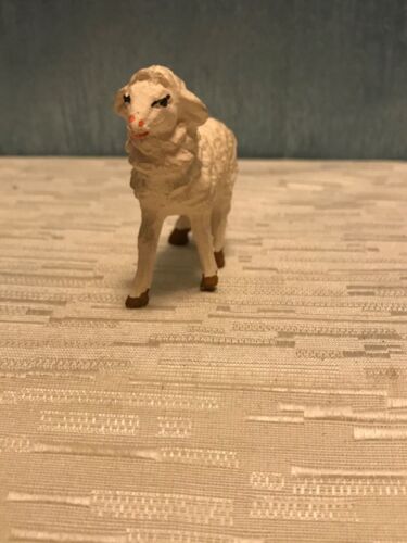 Standing sheep Hand Painted Paper Mache Composite Nativity Figurine Italy - Picture 2 of 5