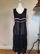 MANGO Ladies Black Knit Openwork Sweater MIDI DRESS NEW TAG SIZE S 8