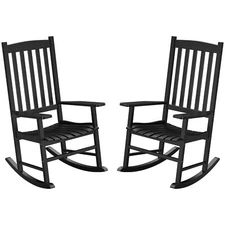 2PCS Rocking Chair All-Weather Outdoor Rocker Chair w/ High Back For Balcony