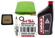 OEM Honda XR80R XR100R Oil Change Kit Air /Oil Filter, NGK Spark Plug & Washer