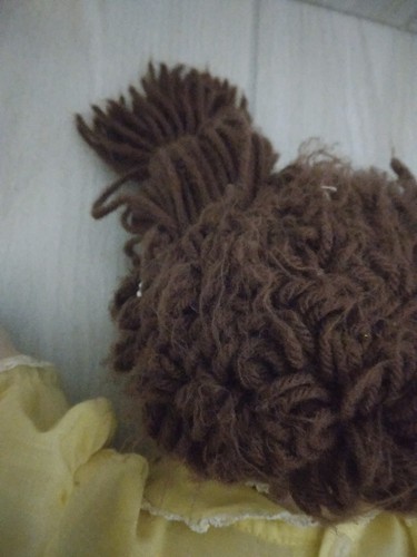 Cabbage Patch Kids Doll Xavier Roberts 1985 Blue Eyes Brown Hair Yellow Dress  - Picture 6 of 8