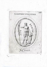 Rare Antique Print-VICTORY PALM-HELMET-SHIELD-Pl. 166-Agostini-Battista-1657