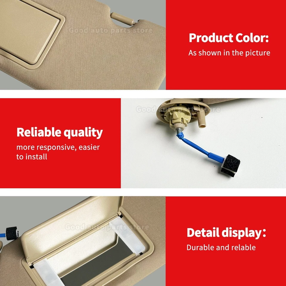 Parasol delantero izquierdo beige del lado del conductor para Honda CR-V 2017-2022 con luz espejo Foto 4 de 4