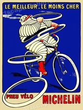 1912 Michelin Tires Vintage Style Bicycle Riding Advertising Poster - 20x28