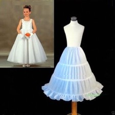 New Flower Girl Bridesmaid 1 layer 3 Hoops White Underskirt Petticoat One Size