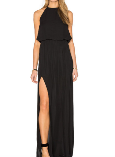 Show Me Your Mumu Heather Halter Black Dress Party Bridesmaid Wedding Medium