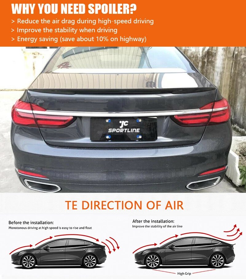 Alerón trasero de carbono real para BMW Serie 7 G11 G12 740i 750i 2016-23 Foto 2 de 4