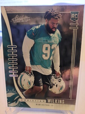 Panini Absolute Football 2019 Christian Wilkins Dolphins RC #168 Trading Card