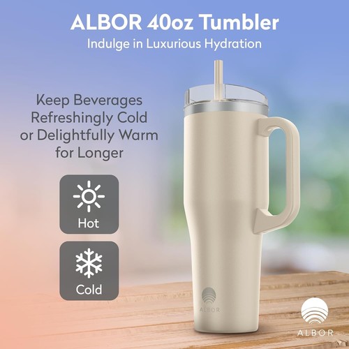 40 oz Tumbler Cup Stainless Steel Insulated Water Bottle with Handle Straw Lid - Picture 6 of 6