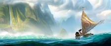 Landscape moana sea boat fantasy art island movies Custom Gaming Mat Desk
