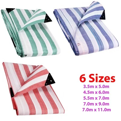 MY SHOPFITTINGS LTD Striped Tarpaulin Medium Heavy Duty Waterproof Market Stall Cover Tarp Sheet