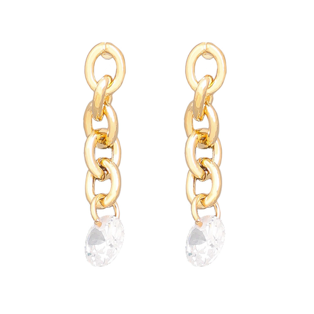 [DOROCY] 14k Vivian Colorbar Long Earrings 韓国アクセ LEEVE Gold Bold Chain CZ Drop Dangle Earrings Korea Fashion