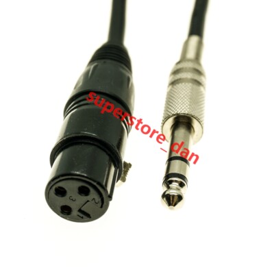 XLR 3-Pin Female to 1/4'' Stereo Plug Shielded Microphone Mic Cable Cord TRS