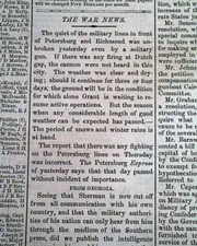 Burning of Atlanta Gen. William T. Sherman Confederate 1864 Civil War Newspaper