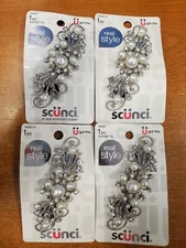 4 Pks: Scunci Fashion Barrette Pearl Studded Rhinestone (9871) R7P7b
