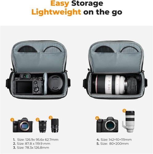 K&F Concept Small Camera Sling Bag for DSLR/Mirrorless Waterproof Shoulder Bag - Picture 2 of 12