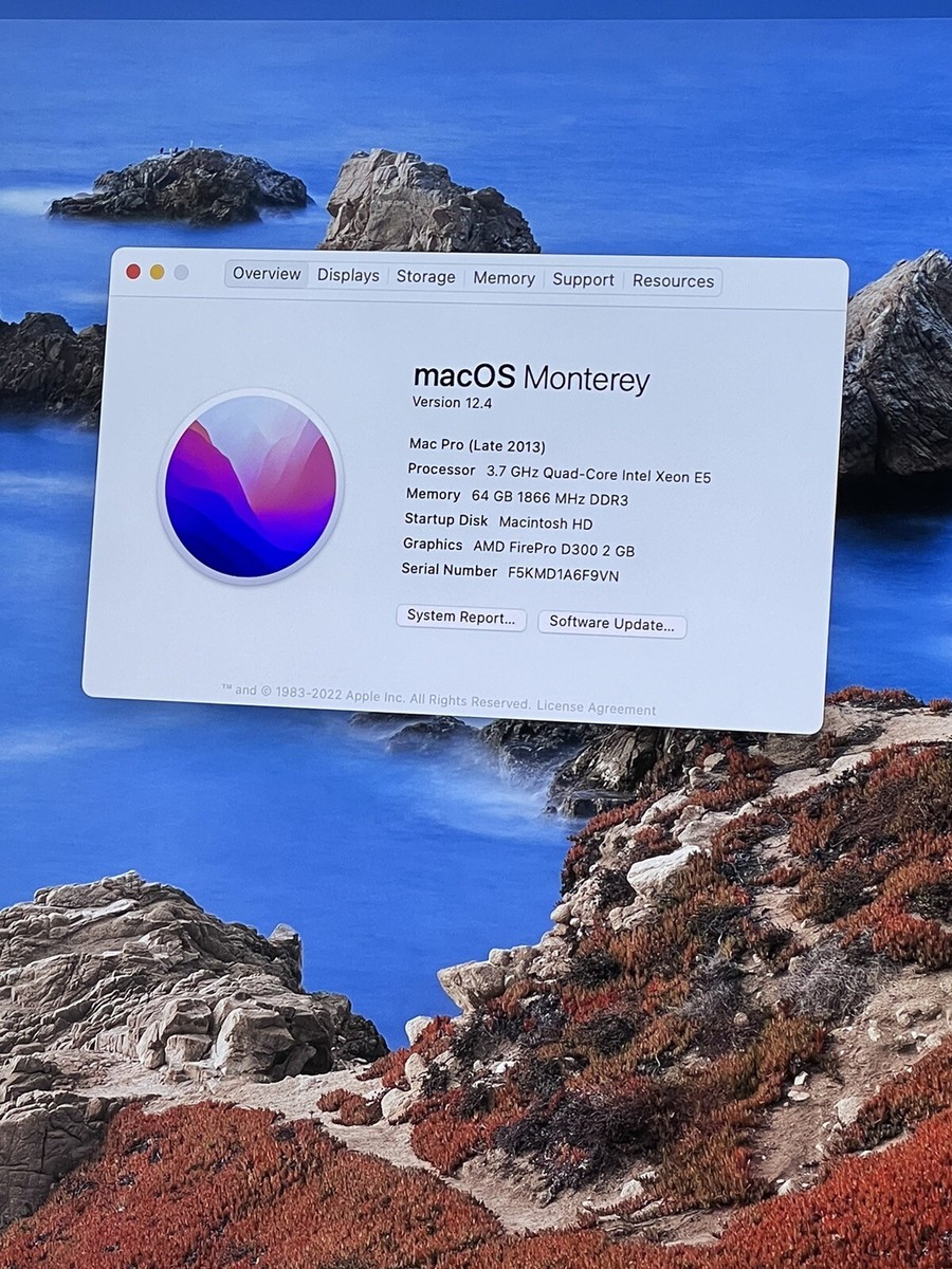 Macpro2013 3.7GHzクアッド64G SSD500G Mac Pro Late 2013 3.7 Quad Core Xeon E5 ￼has 64 Gig Ram 500