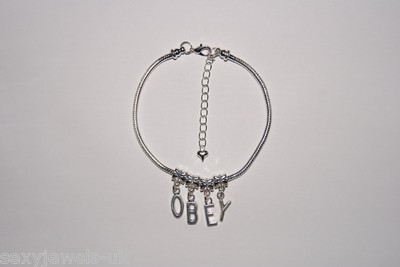 Mistress Fußkettchen 'OBEY' Euro Fußkettchen Schmuck Hotwife Slut Fetisch Sub 2