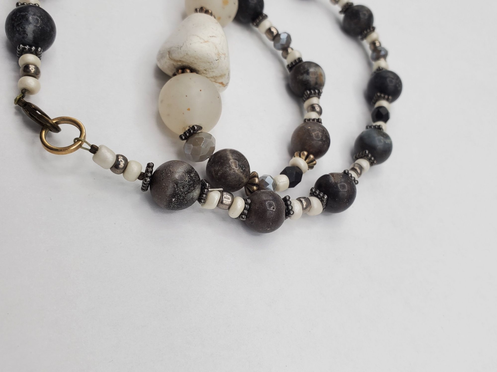 Multi shape color beaded stone looking necklace D… - image 10