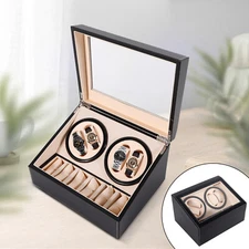 4+6 Solt Auto Rotation Leather Wood Watch Winder Storage Box Watch Display Case