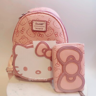 Hello Kitty 50th Anniversary Loungefly Iridescent Pink Set. Loungefly Sanrio Hello Kitty 50th Anniversary Mini Backpack  main image 2