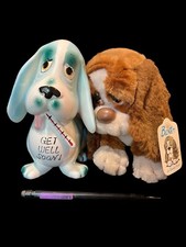 Russ Berrie Baxter The Bashful Basset Hound With Get Well Doggy.