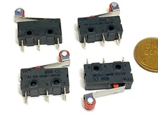 4  Roller Limit Micro Switch Straight Hinge Roller Momentary SPDT Kw12-3 lot C14
