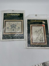 Vintage Candlewicking Kit Needle Magic Fabric Yarn Needle 331 327 Bird Mayflower