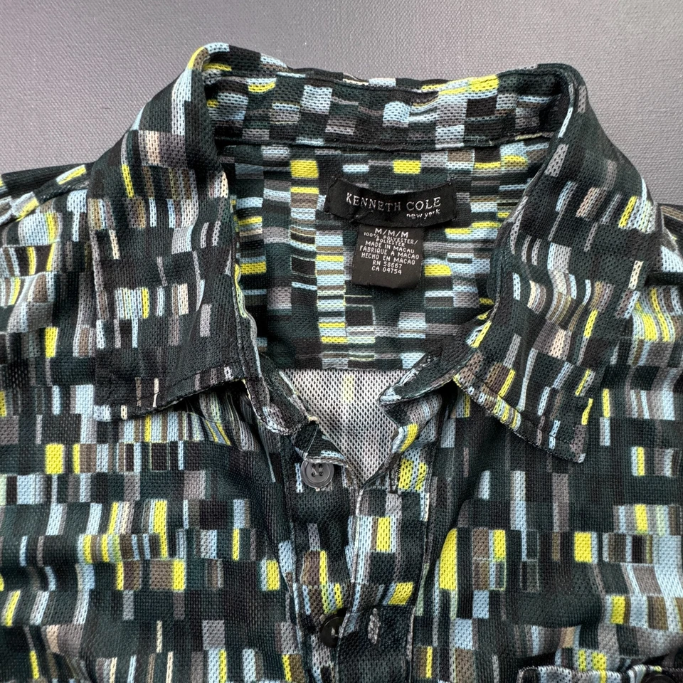 Kenneth Cole New York Polo Shirt Mens Medium Performance Short Sleeve  Pattern - Image 2 of 4