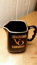 Vintage SEAGRAM'S VO IMPORTED Pitcher Cobalt Blue Porcelain Bar Pitcher Perfect!