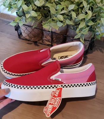 pink platform slip on vans