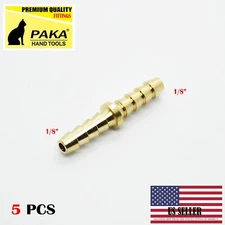 5PC - 1/8"  Hose Barb Mender Union Splicer Brass Fitting Gas Fuel Water