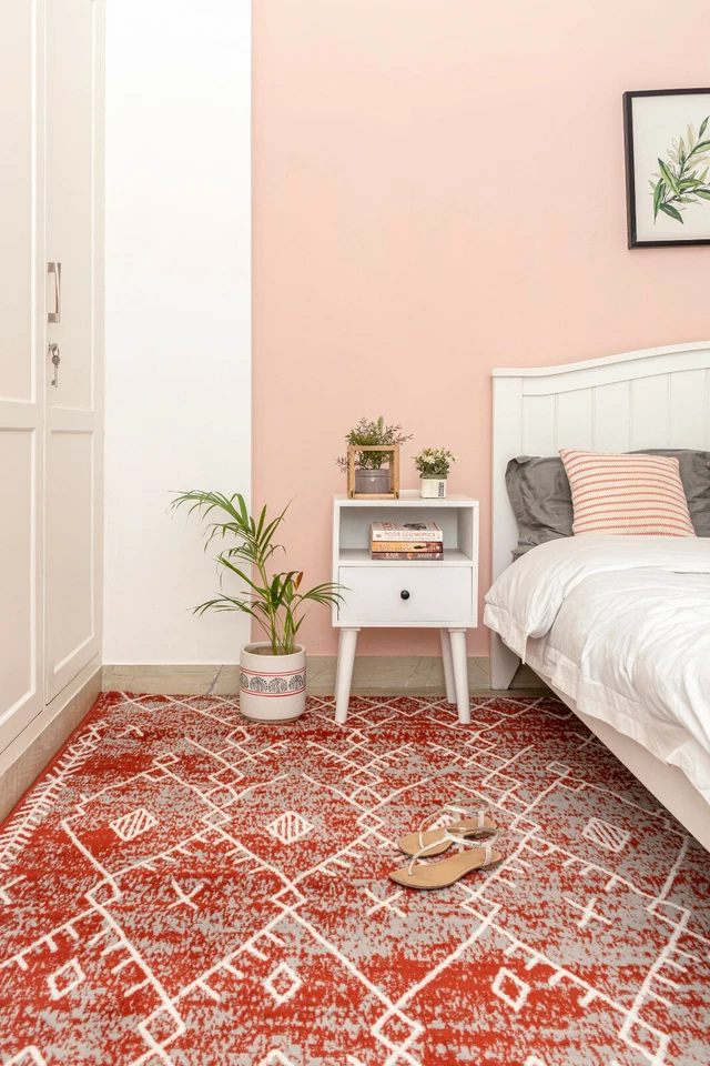 Trellis Bohemian - 2'x4' Rust, Moroccan Faded Transitional Area Rug - 511 - Image 2 of 4