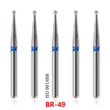 50pcs Dental Diamond Burs Round drill BR-49 For High Speed Handpiece 5 pcs/pack