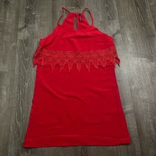 Peppermint Womans Shift Dress Red Lace Detail Made in USA Size M